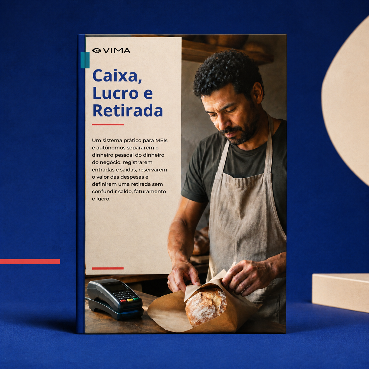 Ebook Caixa, Lucro e Retirada em mockup com a capa real.